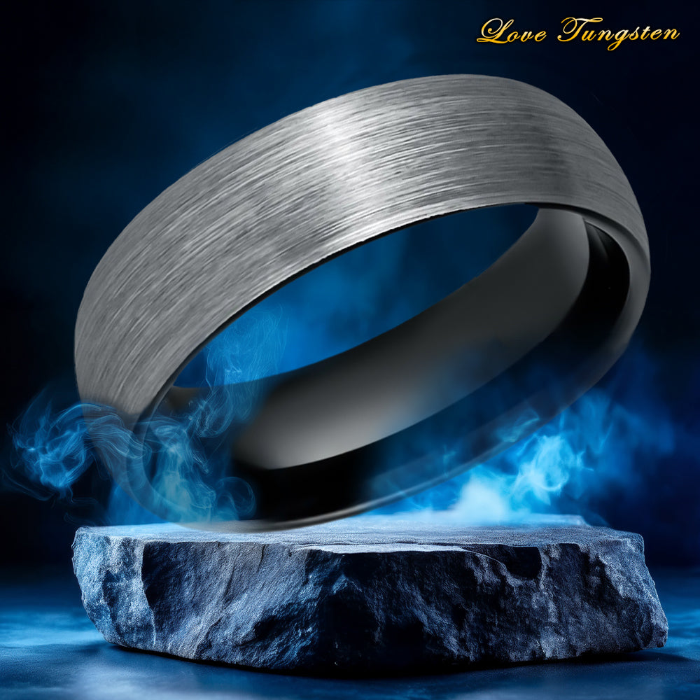 Shadow Gunmetal Black Domed 6mm Tungsten Ring