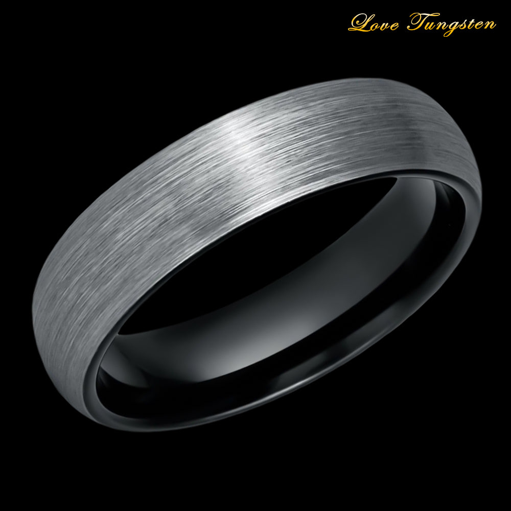 Shadow Gunmetal Black Domed 6mm Tungsten Ring