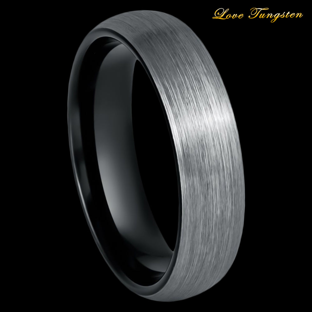 Shadow Gunmetal Black Domed 6mm Tungsten Ring