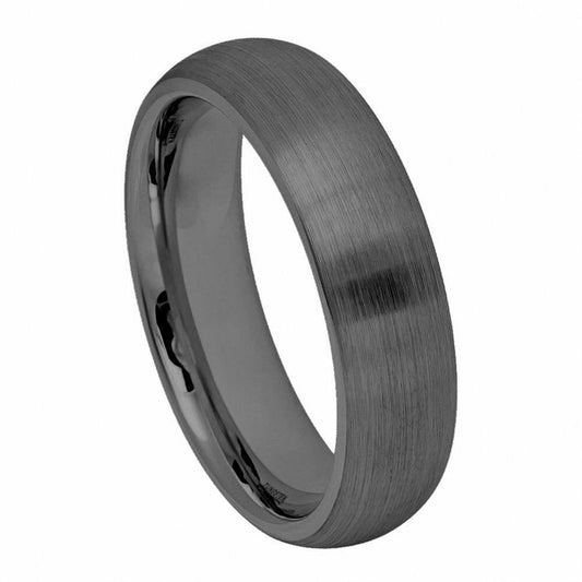 Classic Dome Brush Gun Metal Tungsten Ring - 6mm - Love Tungsten
