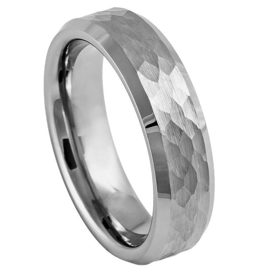 Honeycomb Finish Beveled Edge Tungsten Ring - 6mm - Love Tungsten