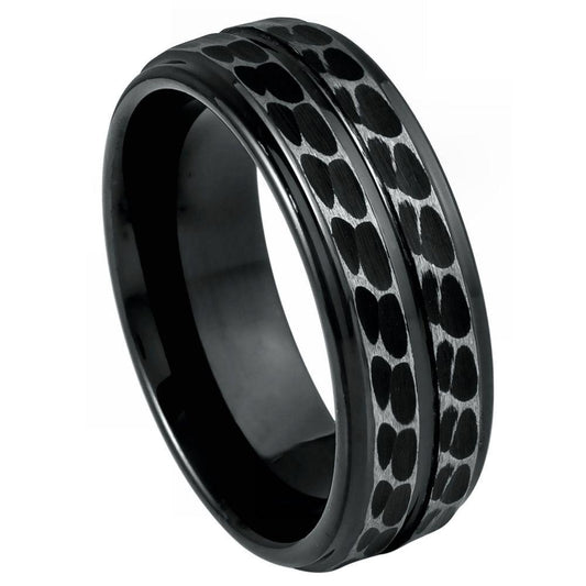Leopard Spots Black IP Tungsten Ring - 8mm - Love Tungsten