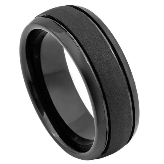 Sandstone Finish Black IP Tungsten Ring – 8 mm - Love Tungsten